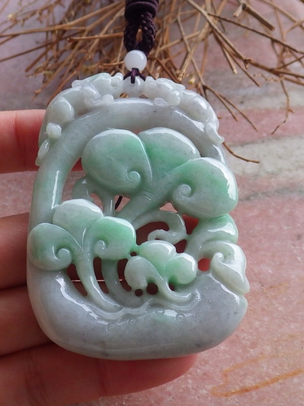Certified Natural Jade Jadeite Dragon Pi Xiu Lotus Lucky Amulet Pendant Necklace
